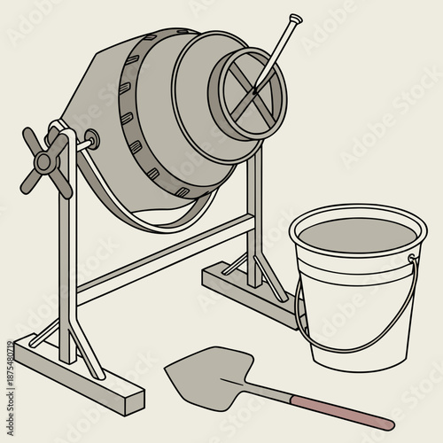 Manual Concrete Tools Set with Mixer Trowel and Bucket