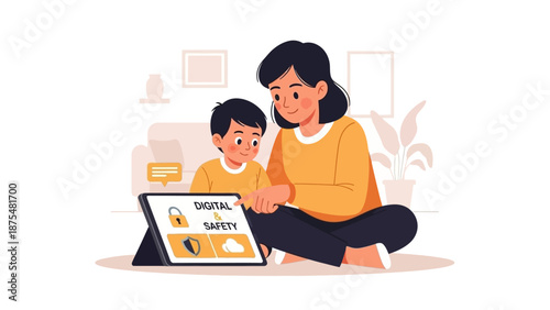 Guiding children through the fundamentals of internet safety and responsible device usage, promoting a secure and educational digital experience at home