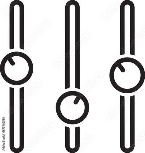 Three audio faders isolated on white background, Vector, illustration