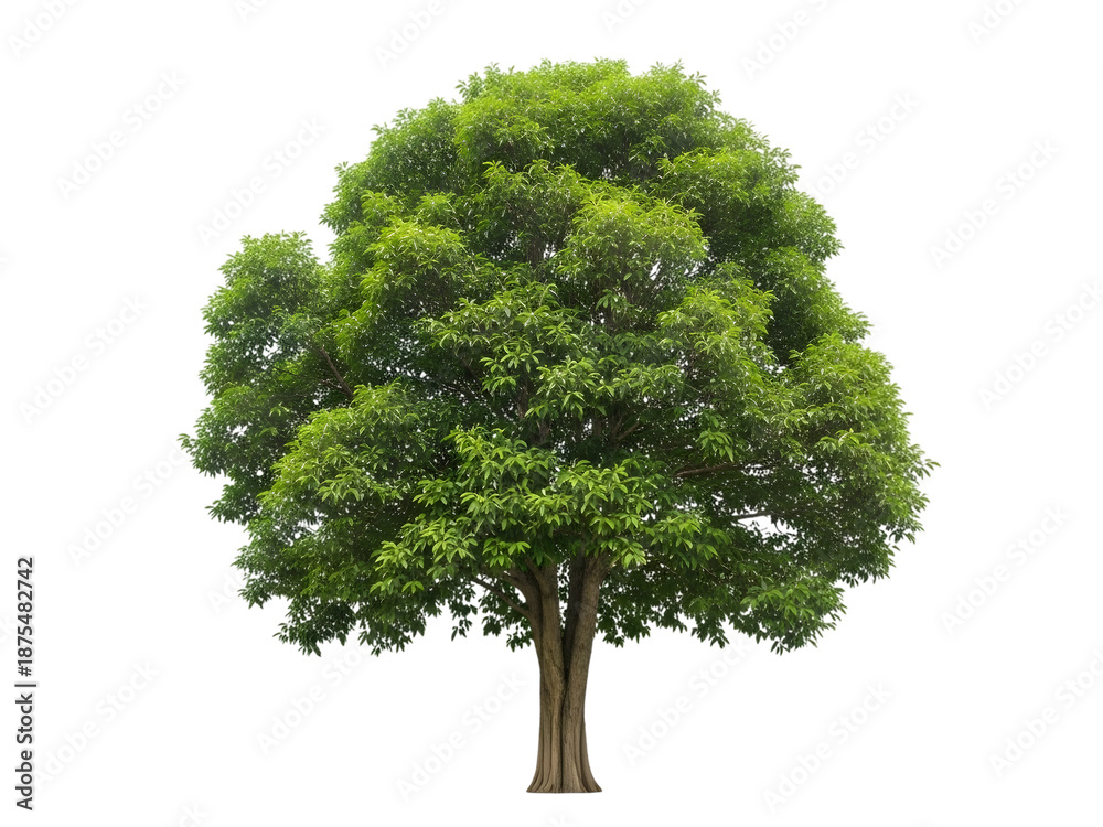 Fototapeta premium Lush green tree with full canopy isolated on white background