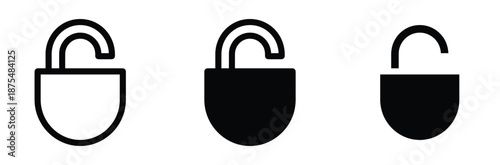 Lock icon logo design. Padlock sign and symbol. Encryption icon. Security symbol,Set of modern padlock icons in black and white,