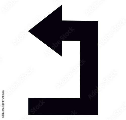 Free Download Black left turn arrow icon indicating corner navigation and directional movement for interface elements on white background  - GFXLoad