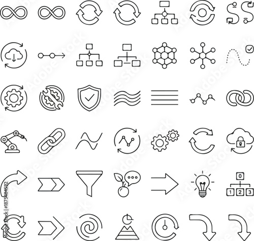 Set of 30 outline icons related to continuity. Linear icon collection. Editable stroke. Vector illustration.zip couldn't be uploaded because it is not a valid file type. Learn more about submissionClo