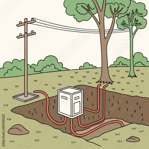 Electrical Earth Grounding System Technical Diagram Vector