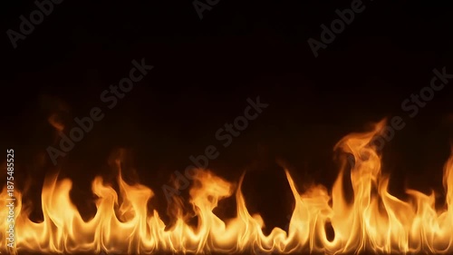 Dynamic abstract fire flames burning intensely on a dark background.