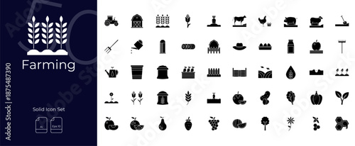 Farming Solid Editable Icons set