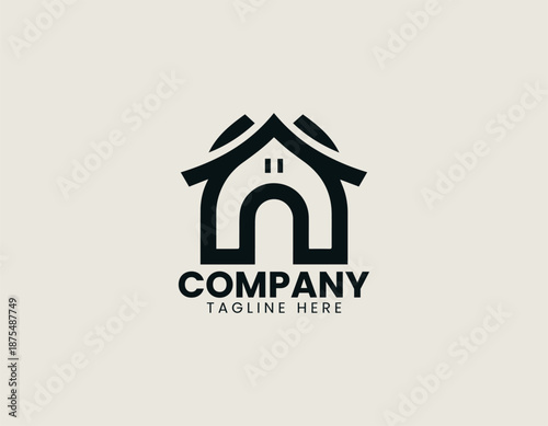 Yaodong house illustrated as traditional black vector logo design