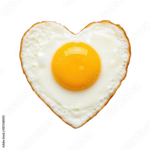 Heart-shaped fried egg isolated on transparent background