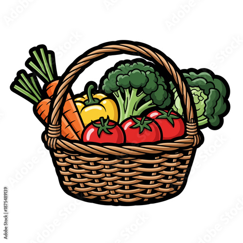 Fotografía Wicker Basket Full of Fresh Organic Vegetables