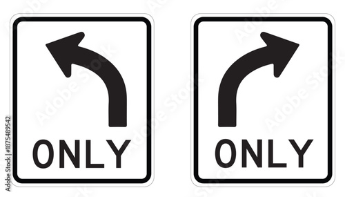 Fotografie Left Turn Only (R3-5 ) left-pointing arrow with the word ONLY