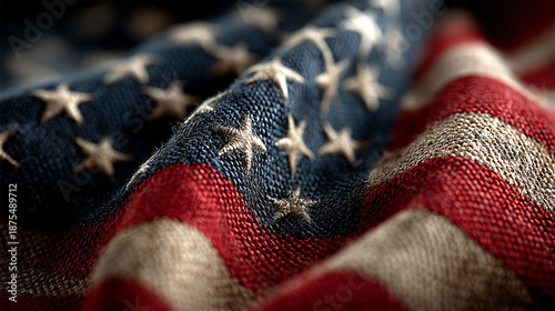Close-up of a wavy American flag - ai generative