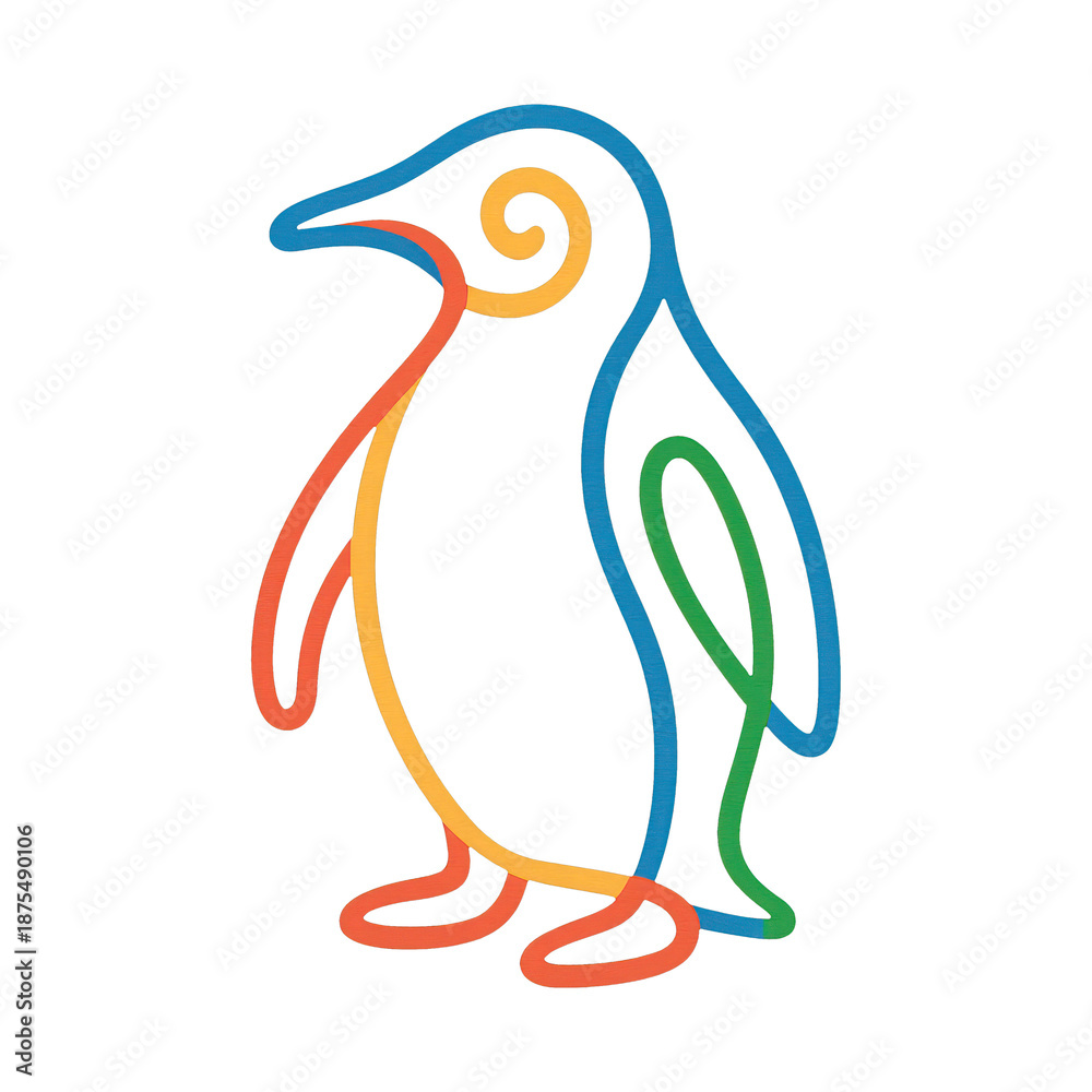 Obraz premium PNG Colorful abstract penguin outline