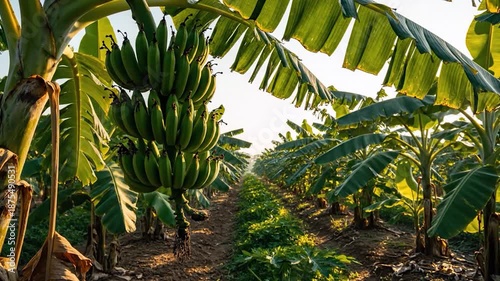 Wallpaper Mural Lush Banana Plantation - A Tropical Paradise of Greenery and Abundant Fruit. Torontodigital.ca