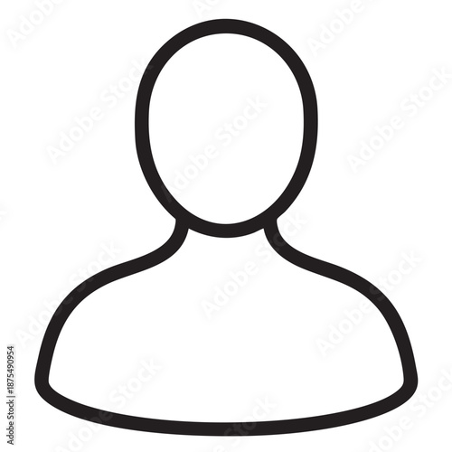 Simple line art illustration of a human figure from the shoulders up with a blank face on a white background
