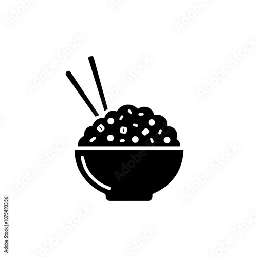 Bowl of soup with chopsticks isolated on white background, Vector