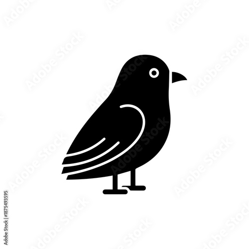 Simple bird silhouette isolated on white background, Vector