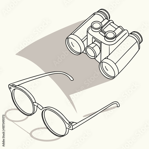 Minimal Eyeglasses Flat Lay with Soft Shadow