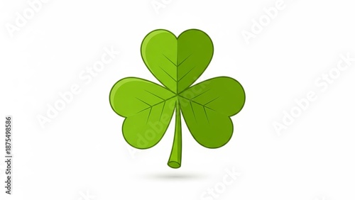 A single green shamrock on a white background