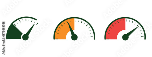 Risk Gauge Scale with Speed Dial and Performance Indicator, Representing Risk Assessment, Safety Levels, Business Metrics, Web Design