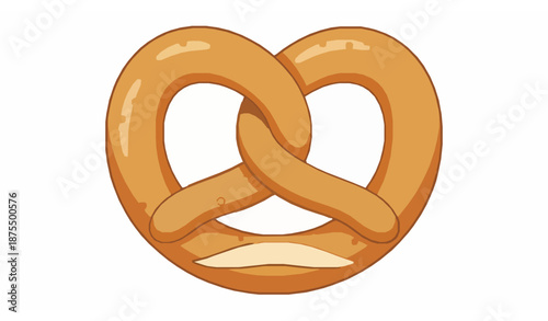 Classic salty pretzel flat vector icon isolated on white background