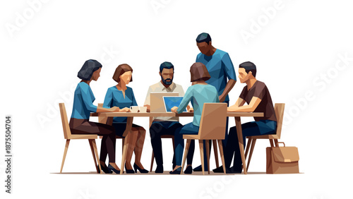 Collaborative team meeting with diverse professionals in modern workspace