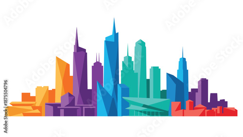 Colorful geometric skyline of modern cityscape in abstract design