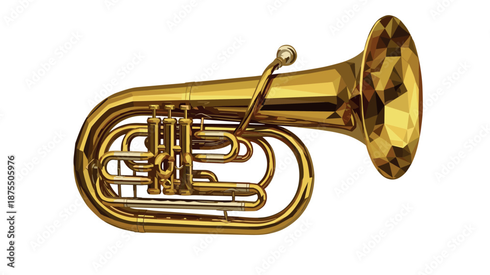 Naklejka premium Low poly brass tuba on white background