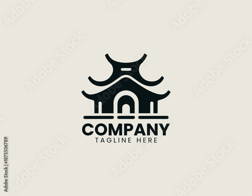 Yaodong house illustrated as traditional black vector logo design