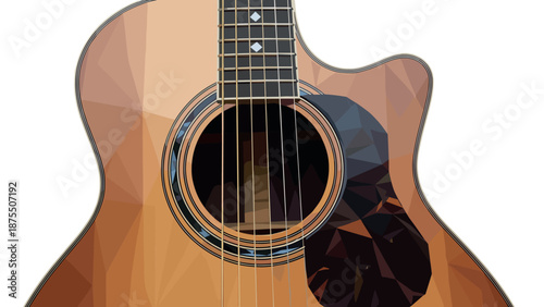 Geometric guitar art: low poly acoustic design with modern aesthetic