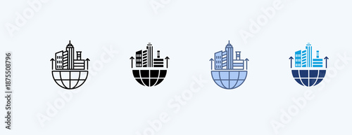 Global Industry Multiple Icon Illustration Vector