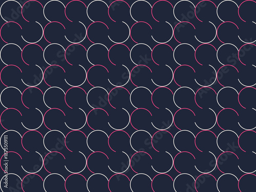 Repeating Pattern of Pink and White C Shapes on Dark Blue Background abstract geometric