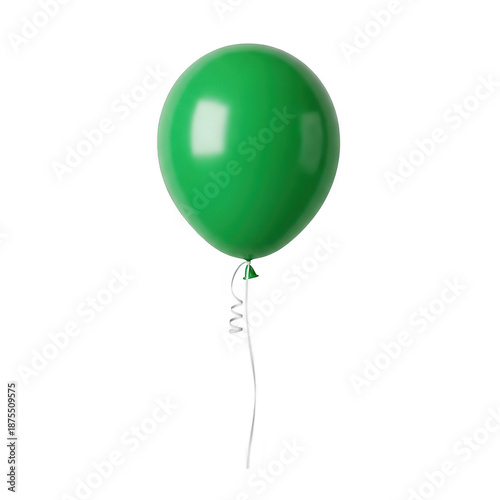 Single green balloon isolated on transparent background