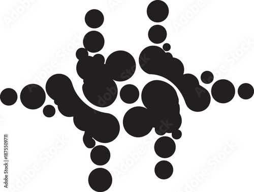 Silhouette of black ink splatter style with scattered droplets
