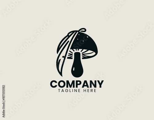 Wedding veil mushroom illustrated as clean black vector logo design