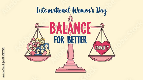 International women's day balance for better equality scale illustration