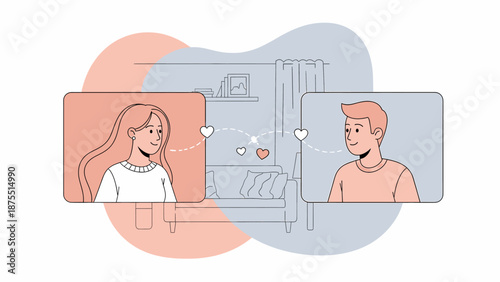 Online Dating Connection Man and Woman in Virtual Relationship
