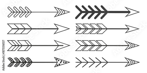 Set of hand drawn tribal arrows decorative vector elements