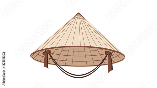 Traditional Asian conical hat or Non La isolated on white background.
