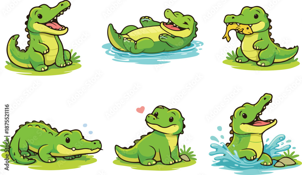 Fototapeta premium cute cartoon crocodile vector illustration