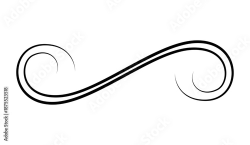 Flourish calligraphic design element. Page decoration symbol to embellish your layout. Linear of vintage swirl