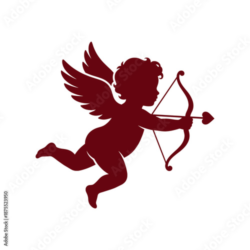 A silhouette of Cupid aiming his bow, a symbol of love and affection. The cupid is depicted with wings and holding a bow and arrow
