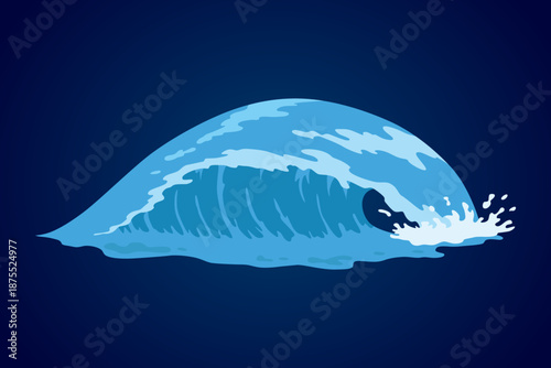Animation water wave frame. Water splash for animation and visual effects. Sea or ocean wave with drops or splatters. Cartoon vector illustration