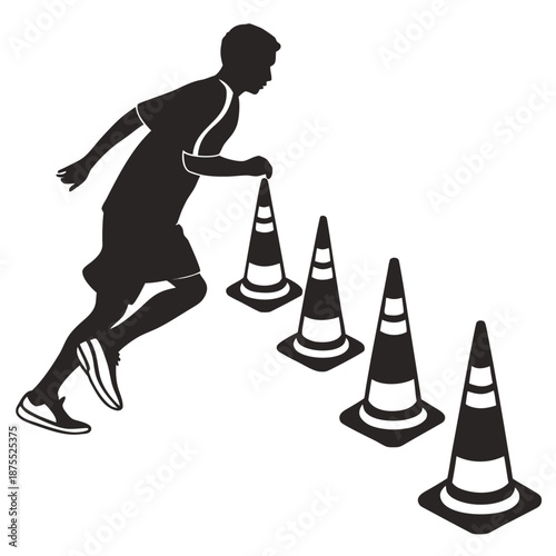 Athlete navigating traffic cones