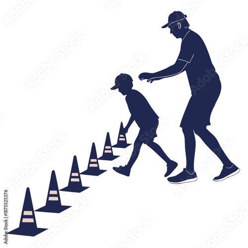 Coach helping young athlete