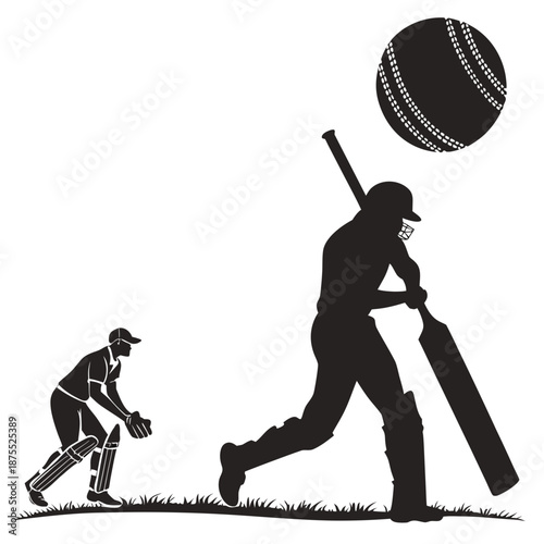 Cricket player hitting the ball