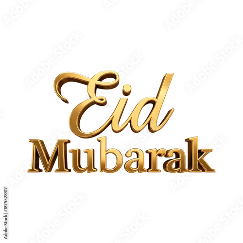 Eid mubarak greeting in gold letters on a black background