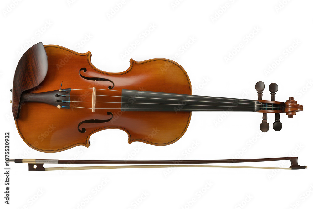 Fototapeta premium Orchestral Violin and Bow Cut-out