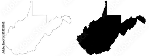West Virginia map. West Virginia administrative map, West Virginia outline and counties state map set - illustration version