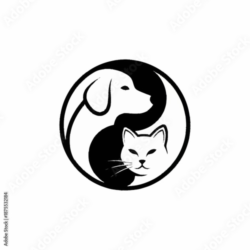Yin Yang Dog Cat Harmony Symbol.