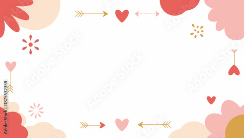 Valentine's Day Celebration with Love Hearts and Arrow Icons